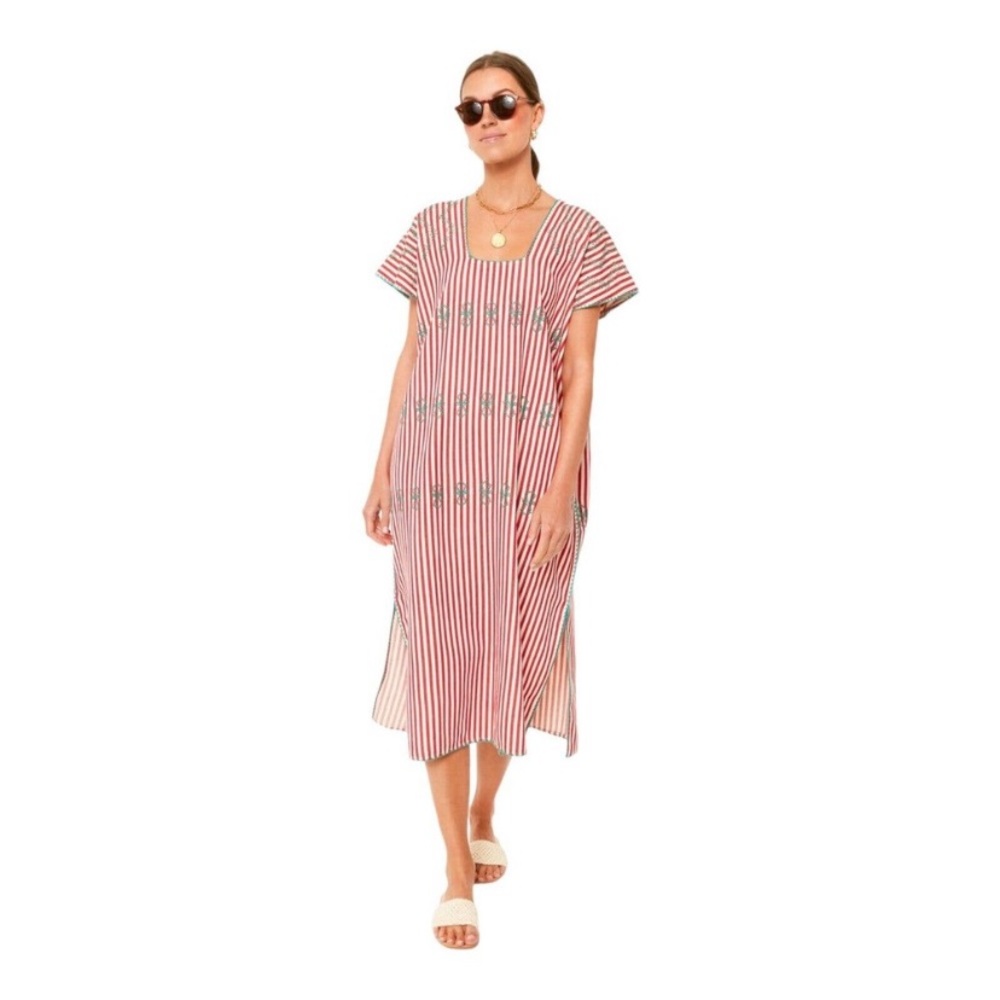 Tuckernuck red stripe Sullivan embroidered canvas caftan